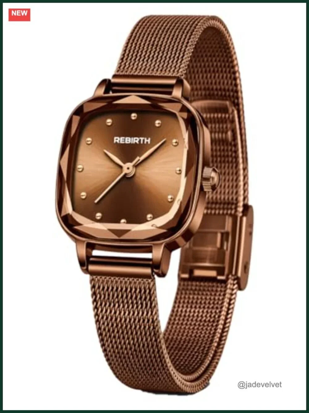 Women's Square Faceted Crystal Quartz Watch with Adjustable Stainless Steel